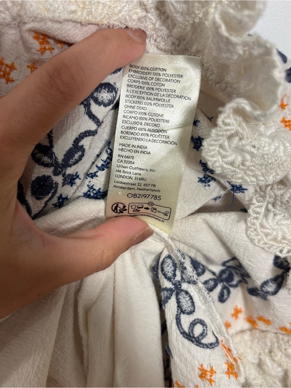 Free People Bali Main Squeeze Mini Dress XS Embroidered Boho Cotton Cottagecore - Picture 8 of 10